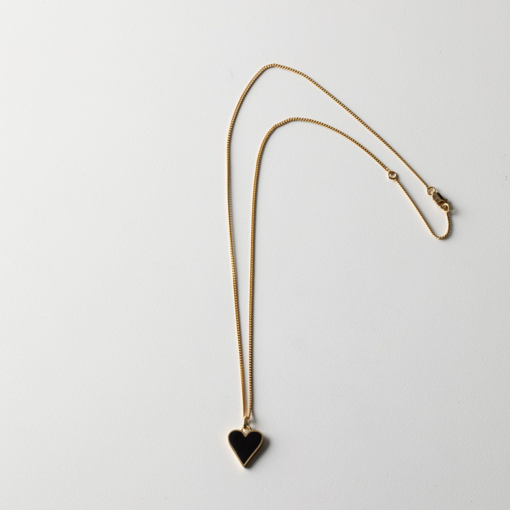 Black heart  pendant necklaces (Flat chain)